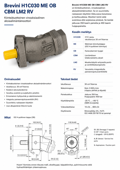 Dana Brevini H1C030 ME OB CBM LM2 RV hydraulimoottori