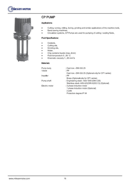 Miksan Leikkuunestepumppu CP