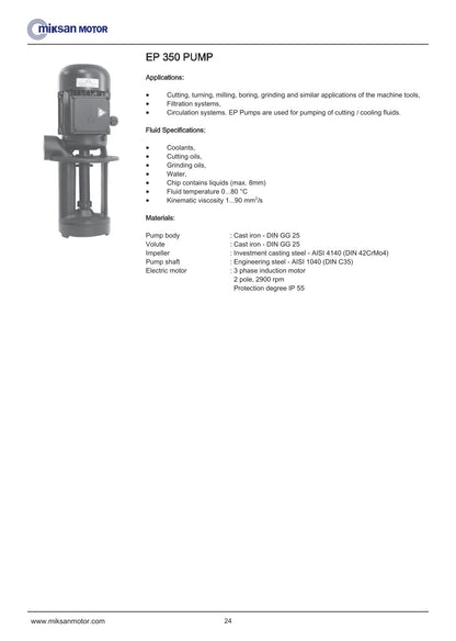 Miksan Leikkuunestepumppu EP 350